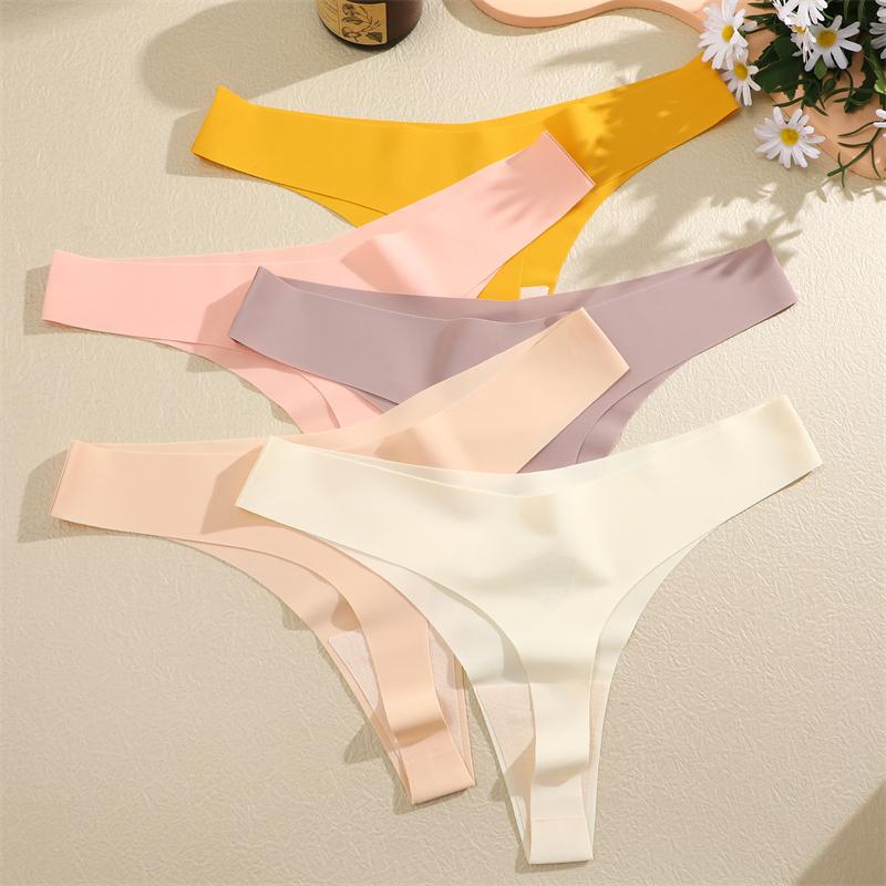 8PCS/Set Seamless Ice Silk Panties Women V-Waist Underwear Sexy Sports Briefs Panties Female Soft Ultra-thin Lingerie G-string