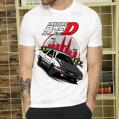 T-shirt Initial D Unisexe Rétro Lavé Tops T-shirts Harajuku AE86 Drift T-shirt Hip Hop Homme Fujiwara Tofu JDM T-shirts Japonais T-shirt