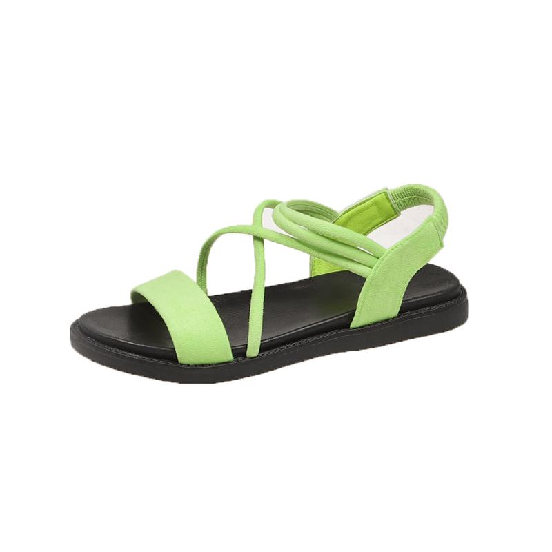 Roman Sandals Women's Summer New Round Toe Open Toe Thin Strap Soft Sole Non-slip Wear-resistant Flat Beach Shoes