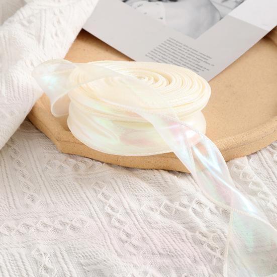 Sheer Tulle Ribbon 3.8 Yards Craft Decorative Ribbon Iridescent Tulle Ribbon Roll for Flowers Wedding Invitations Gift Wrapping