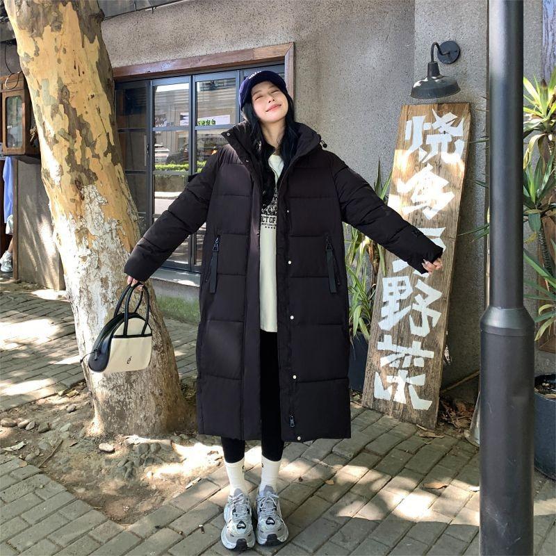 New Cotton-padded Clothes Women's Winter Long Over-the-knee Hooded Women's Cotton-padded Clothes Thickened Cotton-padded Jackets Trendy