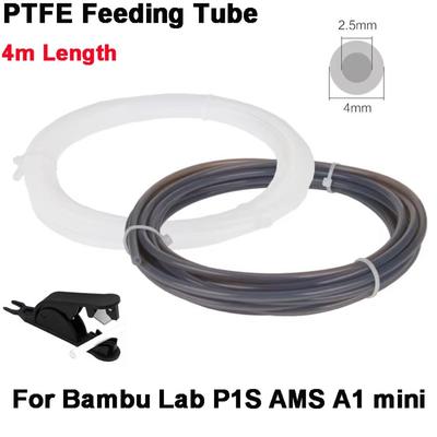 PTFE 3D Printer Feeding Tube 4x2.5mm 4 Meters Long PTFE Tube with Cutter Teflonto Pipe for Bambu Lab P1S AMS A1 Mini Consumable