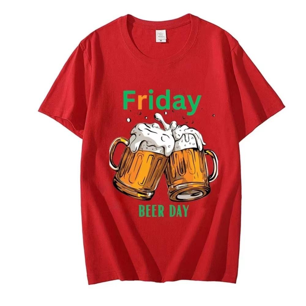 Friday Beer Day Print  T-Shirt Top T-shirts for Men Hip Hop Tops Shirts Short Sleeve Men's T-shirts Summer Clothing for Men Tops