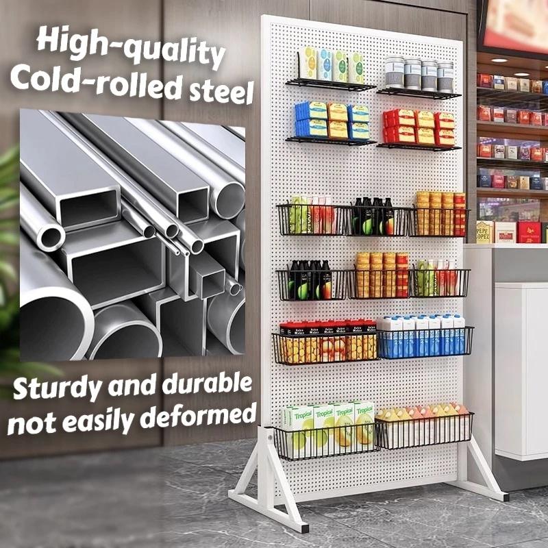 Metal Pegboard with Stand Movable Floor Standing Storage Rack Jewelry Hat Display Pegboard  Tools for Bedrooms Living Rooms and Kitchen