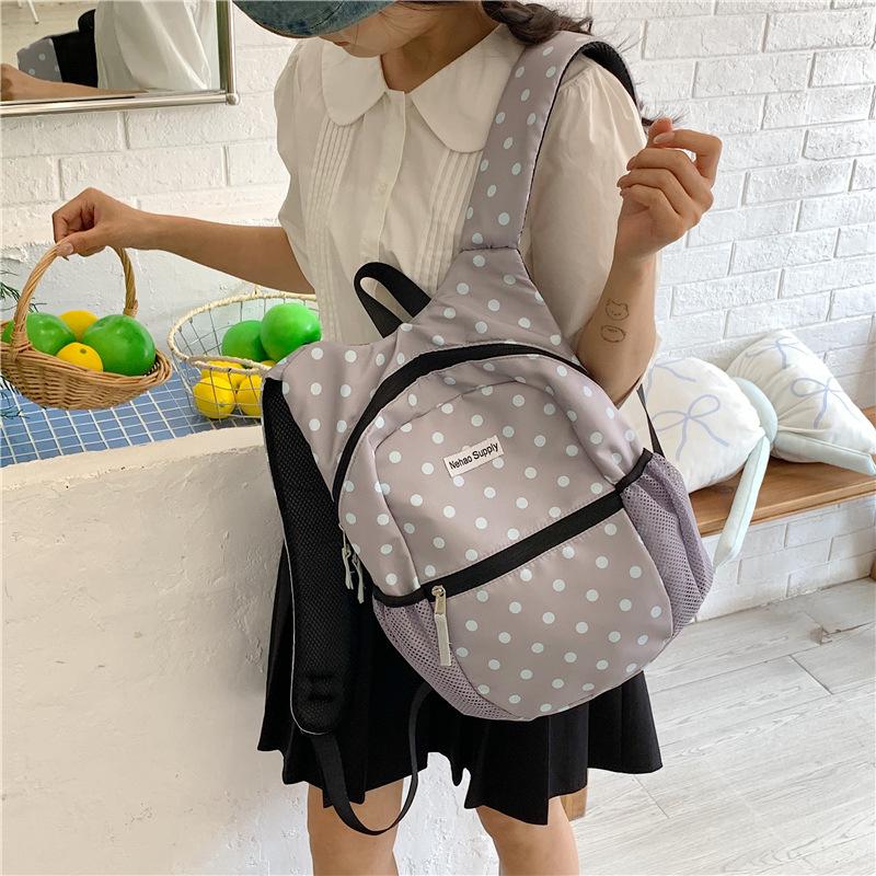 Schoolbag is very popular! Korea Dongdaemun girl heart cute ultra-light folding storage ultra-thin polka dot backpack backpack