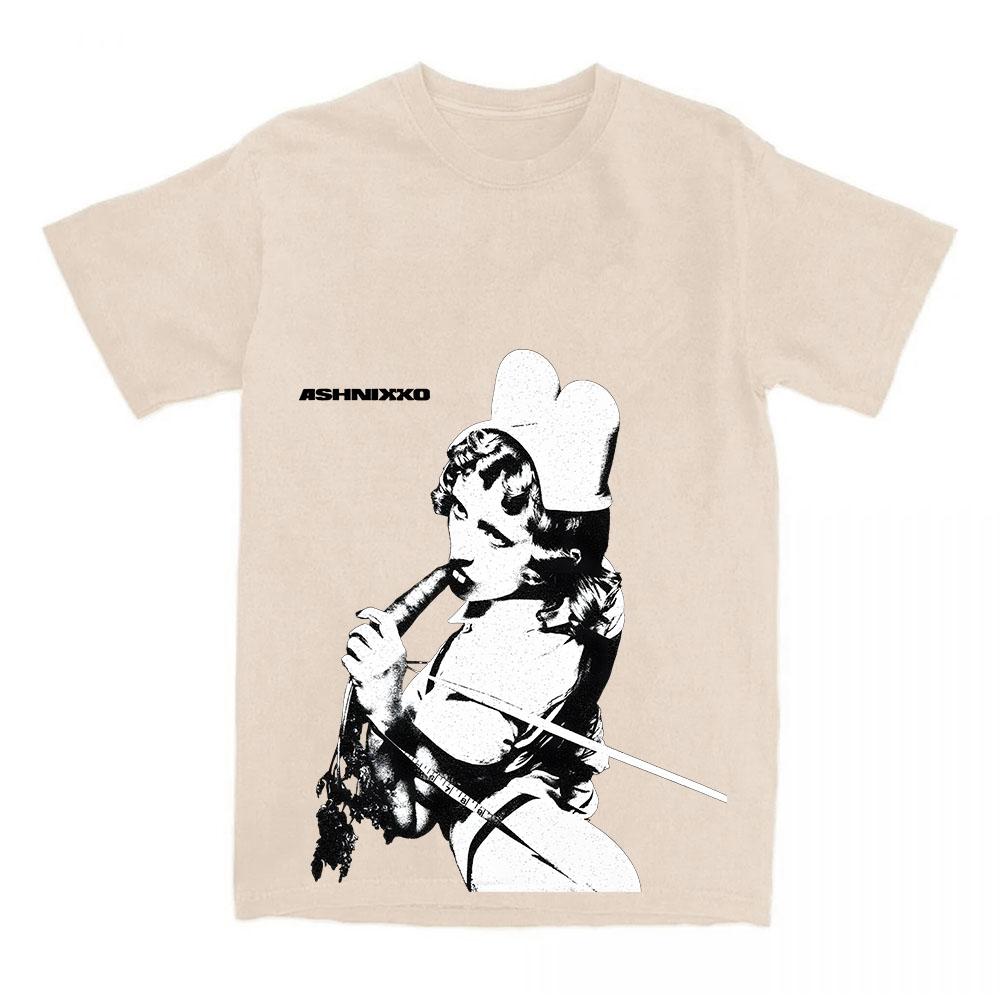 SMOOCHIES MRKVOVÉ TRIČKO Módní Zpěvačka Ashnikko Grafické Tričko Bavlna Volné Dámské Ležérní Trička Potisk Oblečení Ženy Muži Tričko