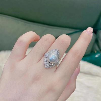 Luxus Perle Leicht Eingelegten Diamant Ring Damen Französisch Retro High-End-Ring