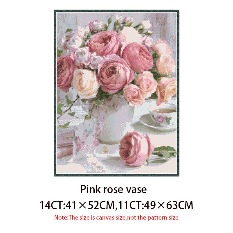 Flower Vase Series Cross Stitch Pattern Kits Embroidery Needlework Sets Unprinted Canvas 11CT14CT DIY Crafts Home Decor Painting