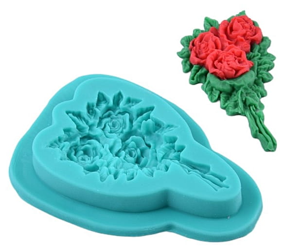 Silicone Mold for Sugar Paste Rose Bouquet Rose Roses