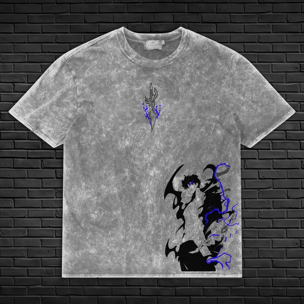 Sung Jinwoo Kamishs Wrath Anime TShirt Solo Leveling Acid Wash Tee XL