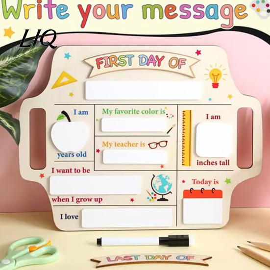 Kitchen Memo Board First Day of School Sign, Reusable Wooden Chalkboard Sign for Kids, Back Farmhouse Decor Blackboard to Decorations Supplies