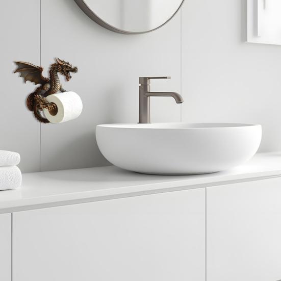 Dragon Tissue Roll Dispenser Decorative Toilet Roll Holder Wall Mounted Paper Holder for Bathroom And Kitchen Dragon Lovers Gift