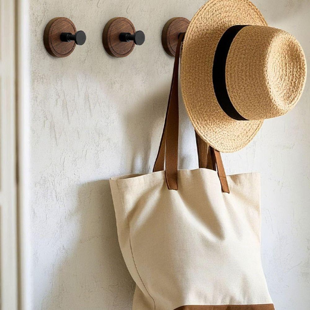 Solid Wood Wall Mount Hook No Drilling Wood Hook Space Saving Suction Cup Hook  Bathroom Storage