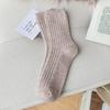 Women's Winter Wool Mid-Calf Socks, Trendy Korean and Japanese Style, Knee-High, Solid Color.