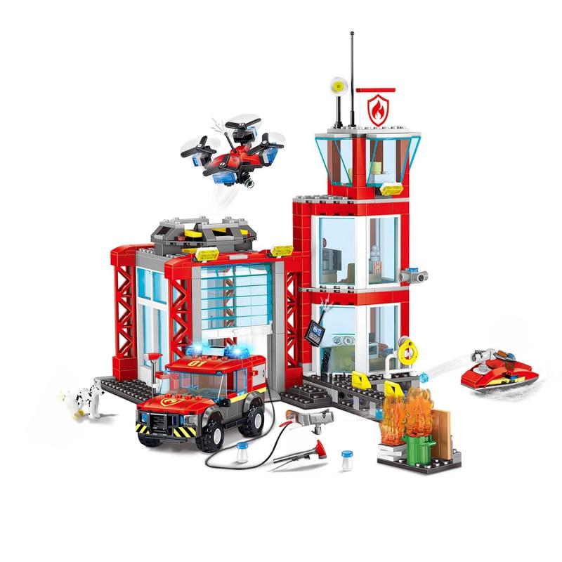 Feuerwehrmann Innenstadt Feuerwache Gebäude Modell Bausteine Ziegel Heimdekoration Spielzeug Weihnachten Geburtstagsgeschenk Für Kinder