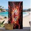מגבת חוף מודפסת AC Milan, מגבת רכה מתייבשת במהירות, שמיכת חוף מלבנית גדולה ניידת לנסיעות, בריכה