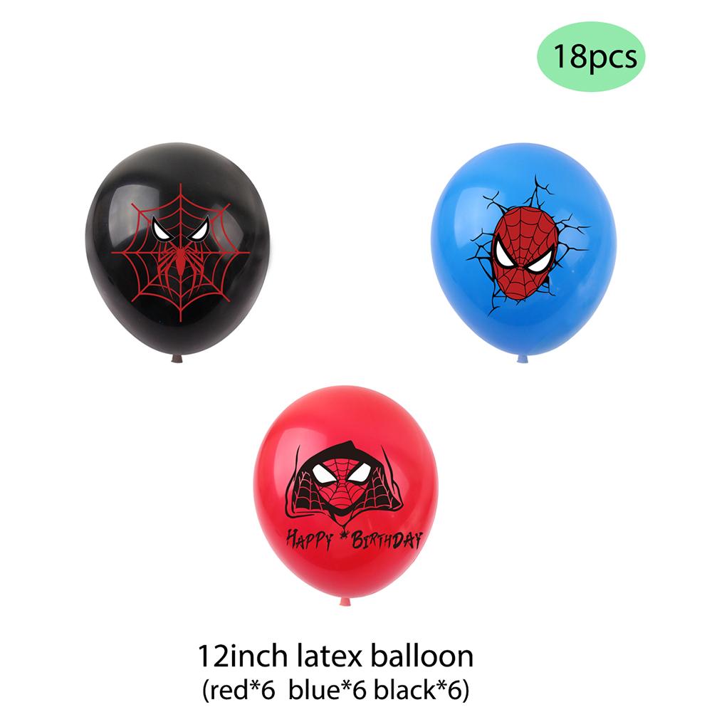 1 x Cartoon Spider-Man Themed Birthday Banner Set With Cake Toppers + Balloons