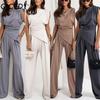 Women's Fashion Casual Solid Color Print Sleevelessk Pants Suits