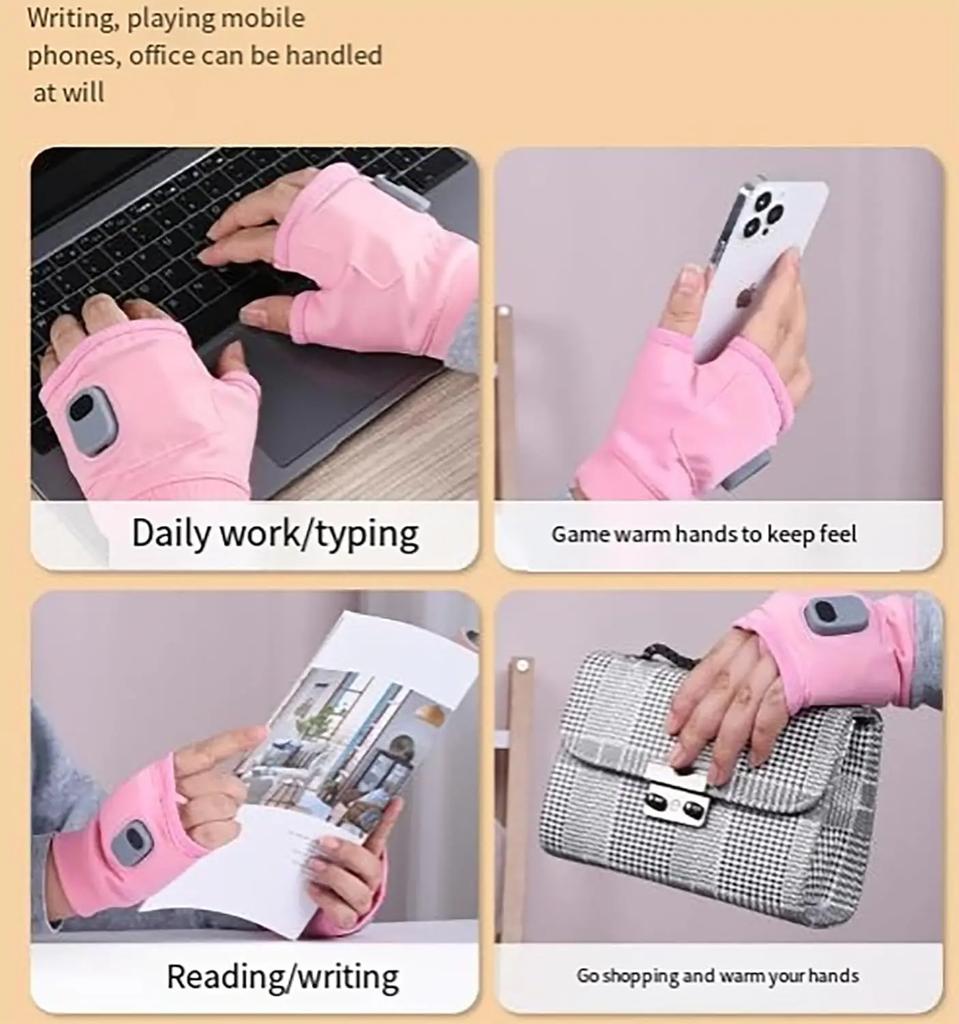 Windproof Rechargeable Heated Gloves 360 Degree Thermal Warm Fingerless for Outdoor Hiking Cycling Winter Sports Heated