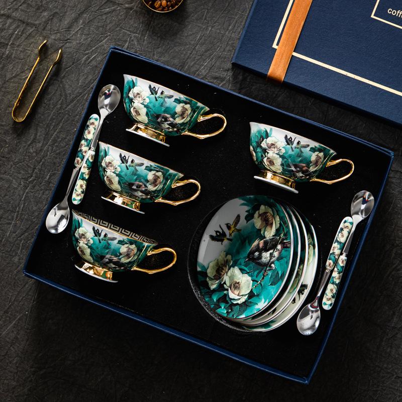 European Coffee Cup Afternoon Tea Tea Set Elegant Bone China Cup Saucer Spoon Set Mugs Coffee Cups