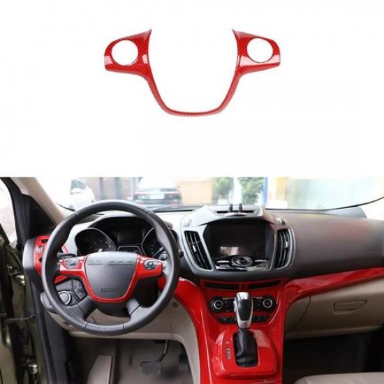 Cover Trim Red Carbon Fiber 2013-15 Steering Wheel Moulding For Ford Kuga Escape