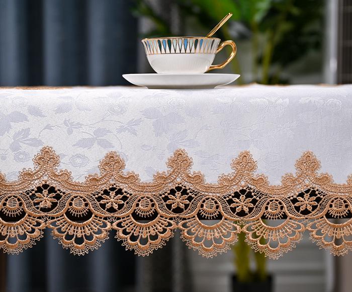 European Lace Round Tablecloth for Living Room and Hotel - Elegant Light Luxury Fabric