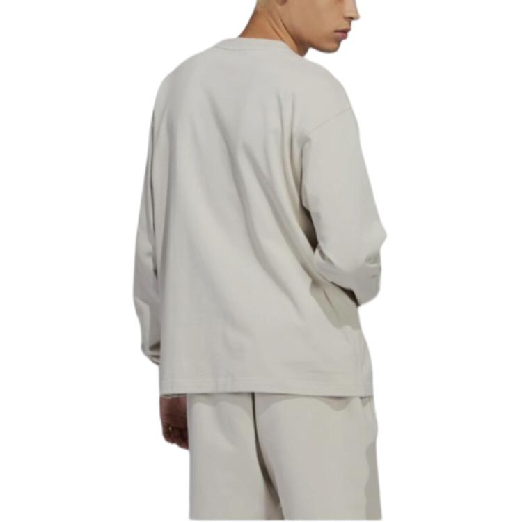 adidas Originals X Pharrell Williams Solid Logo Print Long Sleeve T-Shirt Unisex Tops Brown HN3438