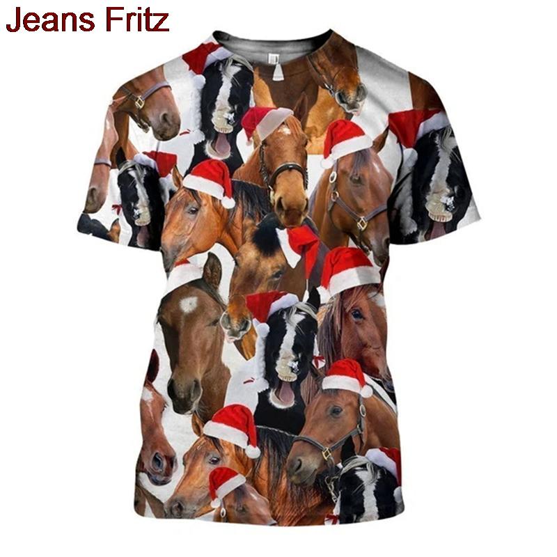New Xmas 3D Print Animals Funny T Shirts Men Fashion Long Sleeve Cow XXS