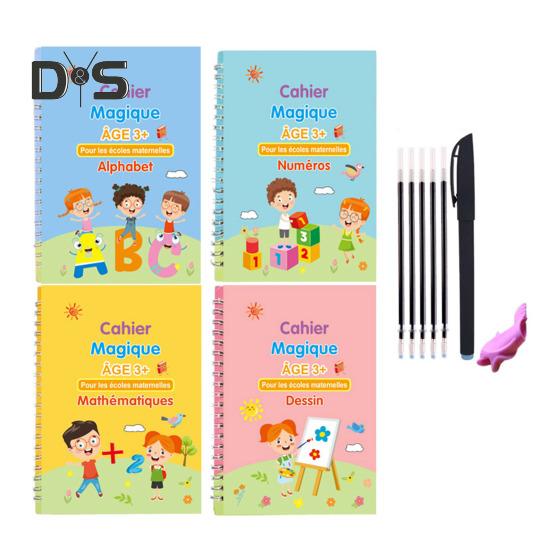 Cvičný sešit pro psaní rukou pro děti, kouzelný drážkovaný psací sešit, opakovaně použitelný pracovní sešit pro psaní, mateřská škola, předškolní potřeby pro děti