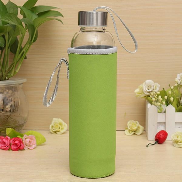 550ml Universal BPA Free High Temperature Water Bottle Resistant Glass Sport With Tea Filter Infuser Bottle Jug Protective Bag