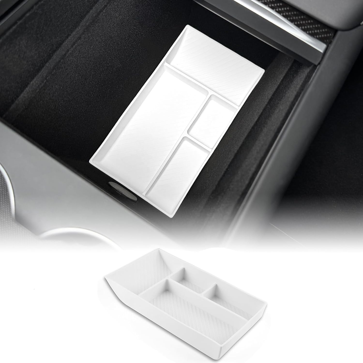 

for Tesla Model Y Juniper 2025 Center Console Organizer Under Screen Storage Box nti-Slip Silicone Mat Hidden Storage Box Tesla Accessories (Black) білий