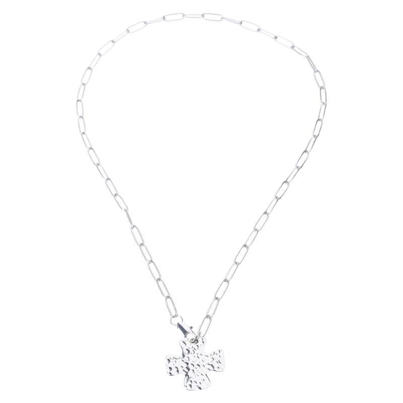 A52E Retro Thick Crucifix Pendant Necklace For Women Layering Paperclip Chain Gift