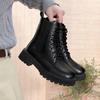 New Fashion Casual Comfortable Women'S Large Size Spring And Autumn British Style Thick-Soled Black Boots Versatile