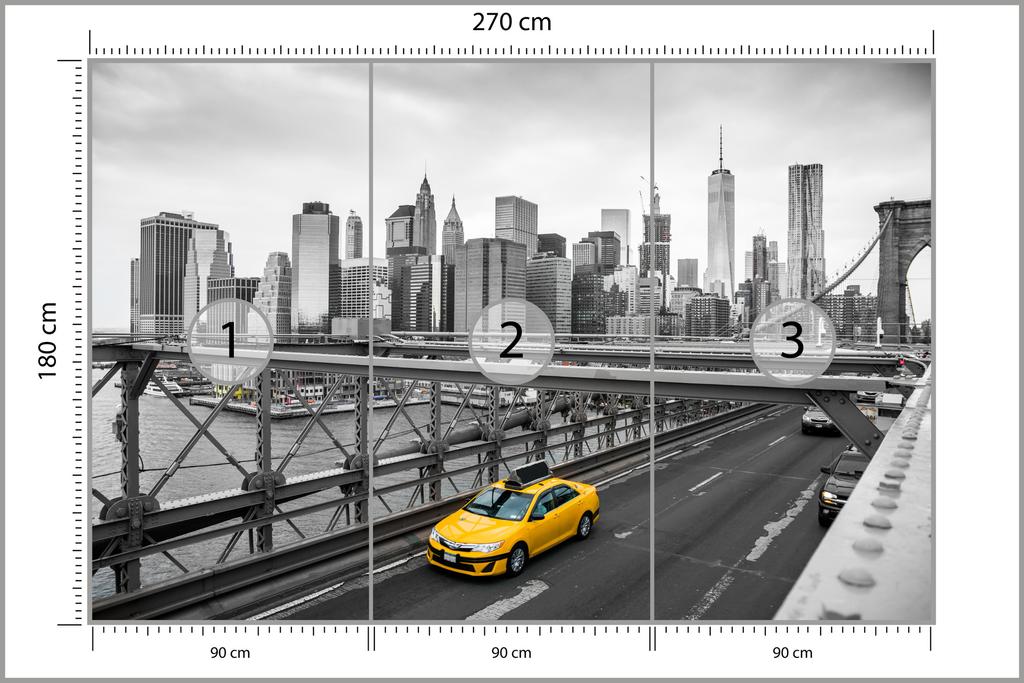 Photomural Taxi Crossing Brooklyn Bridge Non-Woven 270x180