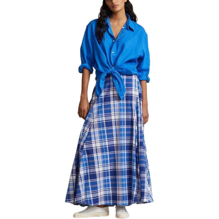 Polo Ralph Lauren SS24 Plaid A-Line Long Casual Skirt Women Skirts Multicolor WMPOSKTNDR20095-400