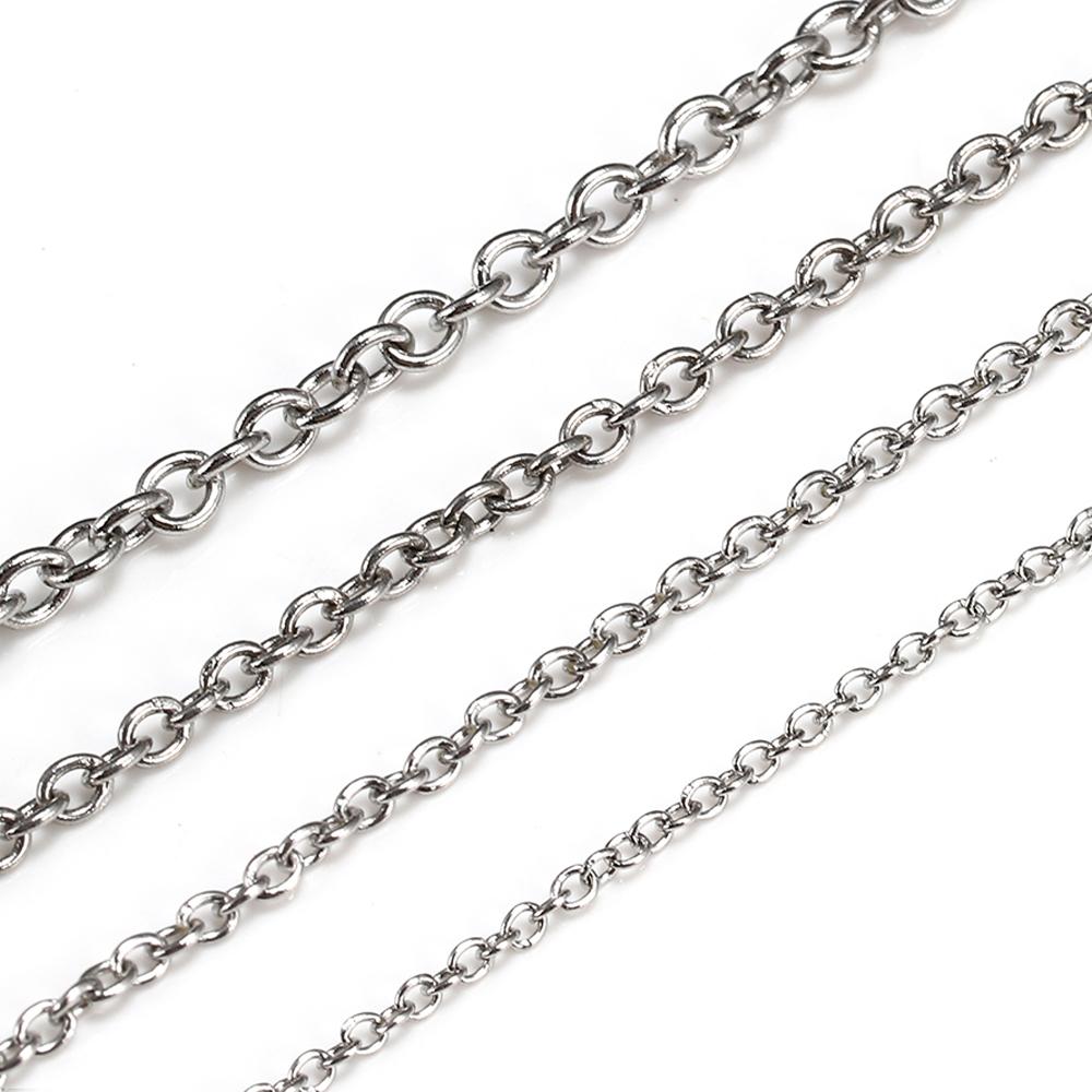 10Meters 2Meters Gold Color Stainless Steel O Shape Link Chain Round Cross Chain Bracelet Necklace DIY Jewelry Making DIY