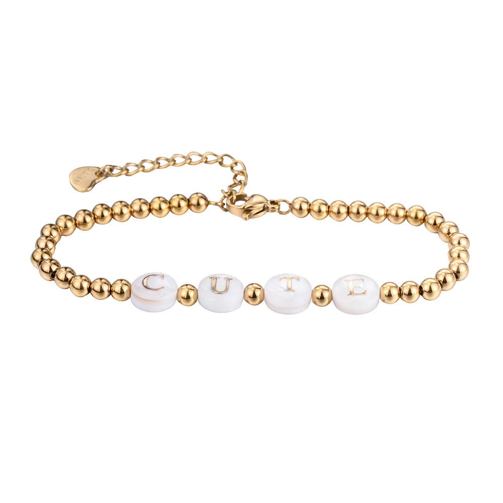 

Роскошный позолоченный двухсторонний браслет из нержавеющей стали с буквами