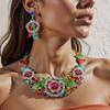 Sieraden Roos Overdreven Ketting Oorbellen Set Bruidsaccessoires Jurk Decoratie