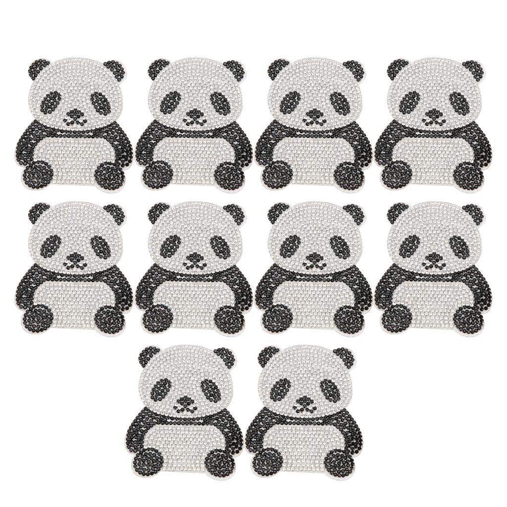 10Pcs Rhinestone Patch Iron On Crystal Applique Cartoon Decoration for DIY CraftPanda