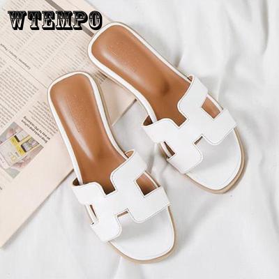 Slippers Female Summer Wear Korean Style Outdoor Flat Bottom Seaside Vacation Travel Beach Home Sandals and Slippers