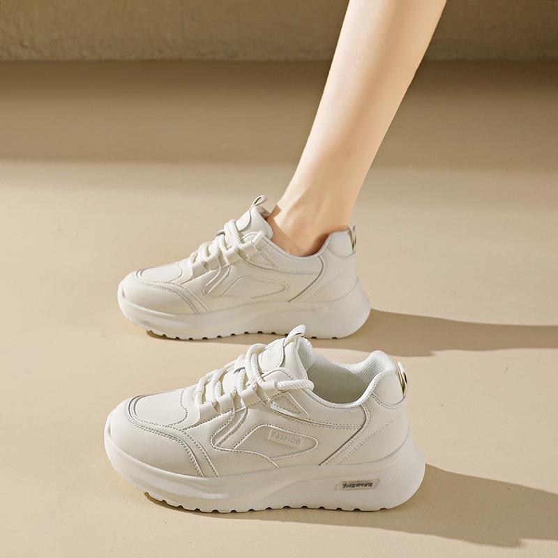 Fashion CRLAYDK Fashion Women's Leather Sneakers Casual Tennis Comfortable Platform Shoes Walking Footwear Ladies Sports Trainers