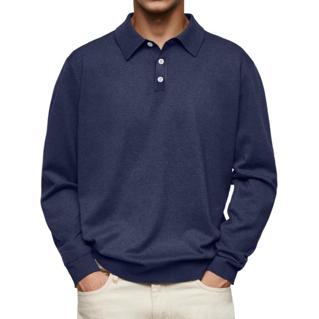 Bestseller for New styles Men's Casual Long Sleeve V-neck Polo Shirt Down Button Top Autumn Leisure