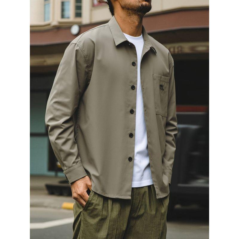 American Retro Elastic Quick-Drying Shirt Men's Long-Sleeved Spring and Autumn Lapel Jacket Foreign Trade Men's Loose Casual Shirt