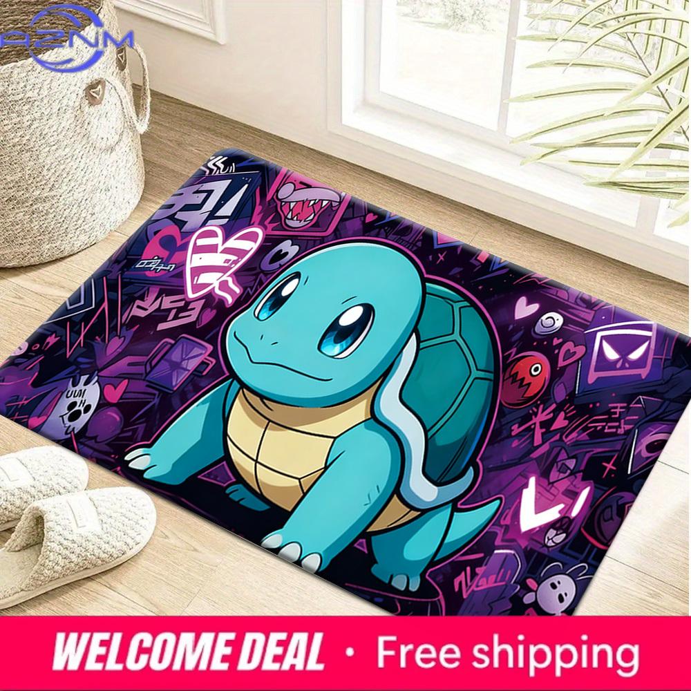 Pokemon Squirtle Graffiti Print Non-Slip Doormat for Home Decor