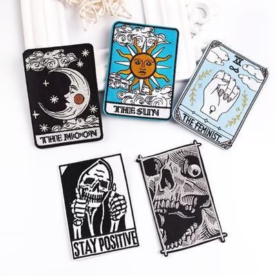 5 Pcs/pack Embroidery Tarot Patch Iron On Patches For Clothing Fusible Patch For Clothes Sewing Patch