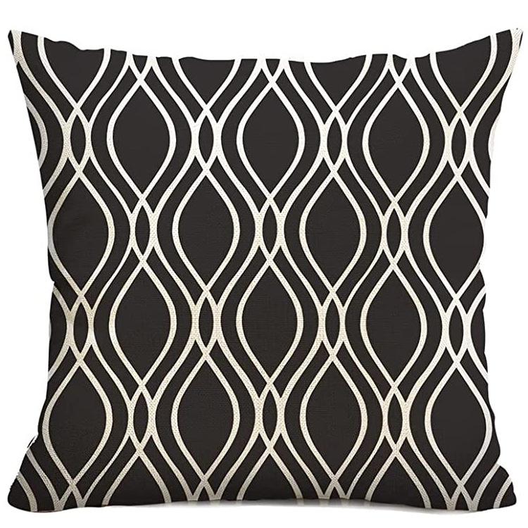 Striped Pillowcase Home Decoration Linen Pillow Cushion Waist Mat Sofa Pillowcase Geometric Abstract