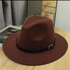 Hat men's autumn and winter new European and American style fashion belt buckle jazz hat women's casual big wide brim retro gentleman's top hat