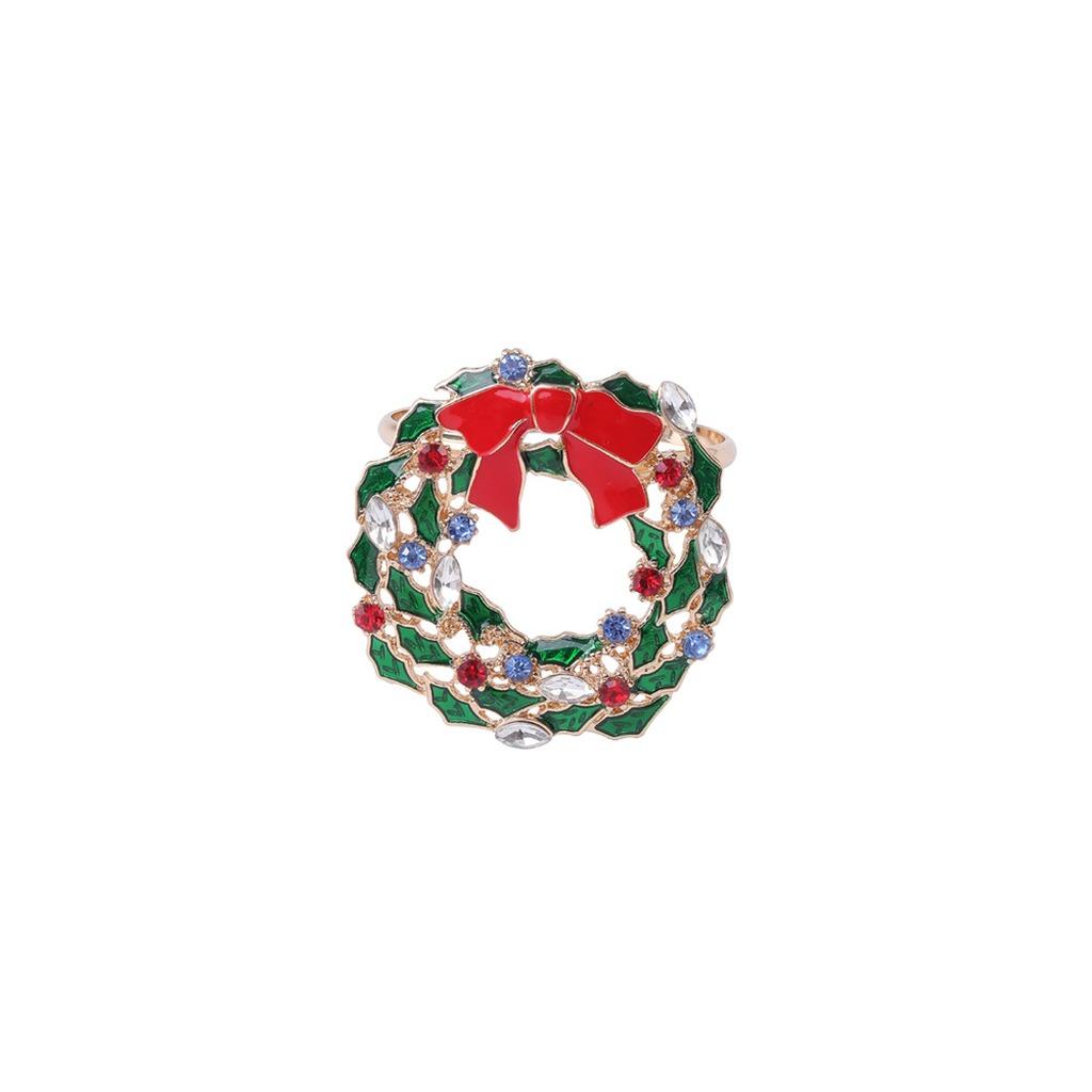 high-end Christmas Zinc Alloy Napkin Ring New Year Festive Candy Cane Bow Napkin Holder for Holiday Xmas Table Decoration