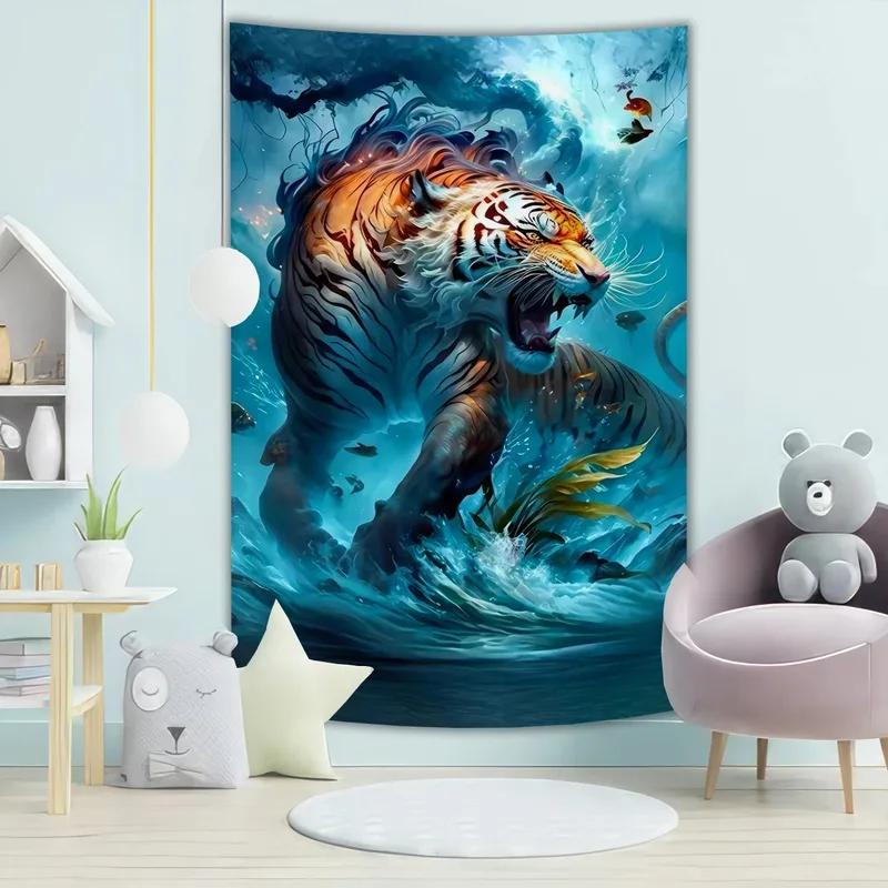 

Узор «Плывущий тигр» Гобелен для украшения стен дома Гобелен для спальни, гостиной Гобелен 100x75cm