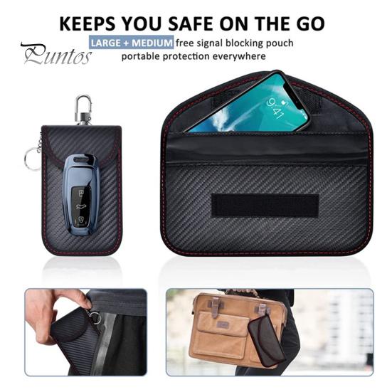 Faraday Box for Car Keys Signal Blocking Box for Car Security Double-Layer Anti-theft Key Organizer with 2 Faraday Pouches